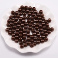 Glossy dark brown round ABS imitation pearls with straight holes for DIY jewelry making - 8mm (100 Pieces/Pack) / Coffee