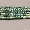 Natural green moss agate round beads strand with polished finish for DIY jewelry making - Tiny Size