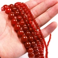 Polished natural red agate loose beads strands for DIY bracelets in multiple sizes - 4mm / Carnelian