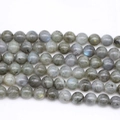 Polished natural labradorite loose beads with blue flash for DIY jewelry making - Gray / 6mm