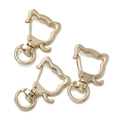 Set of three golden cat-shaped metal lobster clasps with rotating rings for DIY jewelry - Bear Style / 5 Pieces / KC Gold