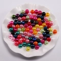 Kleurrijke ronde ABS-imitatieparels met gaten voor DIY-sieraden en kledingaccessoires - Meerkleurig