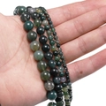 Natural green moss agate round beads in various sizes for DIY jewelry making - 4mm
