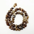 Irregular striped agate beads in natural dark brown with polished finish for jewelry - 10mm / Coffee