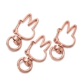 Three rose gold rabbit shaped alloy swivel lobster clasps for DIY jewelry making - Rabbit / 5 Pieces / Rose Gold