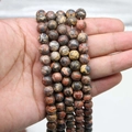 Perles rondes en jaspe peau de léopard naturel pour la création de bijoux et accessoires - 8mm / Peau de léopard rouge