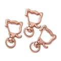 Three pieces of cat-shaped swivel lobster clasps in rose gold finish for DIY crafts - Bear Style / 5 Pieces / Rose Gold