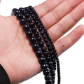 Blue sandstone round loose beads in four sizes for DIY jewelry making with starry glitter - 6mm / Blue