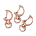 Three moon-shaped swivel lobster clasps in bright rose gold finish for DIY keychains - Moon Design / 5 Pieces / Rose Gold