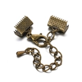 Detail van antiek bronzen DIY sieradenonderdelen karabijnslot met verlengketting - Antiek Brons