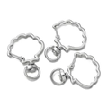 Three silver shell-shaped metal lobster clasps with swivel rings for DIY keychain making - Shell Shape / 5 Pieces / Silver