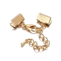 Detailweergave van gouden sieradenconnectorset met karabijnsluiting en lintklemmetjes - 8mm (10 Sets/Verpakking) / KC Goud