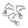 Silver dolphin-shaped alloy swivel lobster clasps for DIY keychain jewelry making - Dolphin / 5 Pieces / Silver