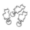 Three-piece set of silver cat-shaped metal lobster clasps with 360-degree swivel rings - Cat Shape / 5 Pieces / Silver