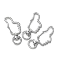 Three silver thumb up shaped swivel keychains with D-rings for DIY crafting - Thumb Shape / 5 Pieces / Silver