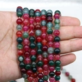 Rainbow fire agate beads featuring multi-color cracked textures for DIY jewelry making - 6mm / Tourmaline Agate
