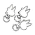 Three rabbit-shaped silver metal lobster clasps for DIY keychain making and bag charms - Rabbit / 5 Pieces / Silver