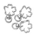 Three silver cherry blossom alloy keychains with rotating base and spring hook fasteners - Cherry Blossom / 5 Pieces / Silver