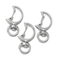 Three silver crescent moon swivel lobster clasps for DIY jewelry making and keychains - Moon Design / 5 Pieces / Silver