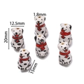 Hand-painted Dalmatian ceramic beads with red collar for DIY jewelry making 20mm - Dalmatian / 12.5*20mm