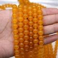 Polished natural yellow chalcedony round beads for DIY bracelet jewelry making - 4mm Size / Yellow