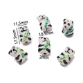 Hand-painted panda ceramic beads for DIY bracelets with green bamboo pattern details - Panda with Bamboo