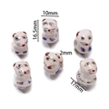 Set of six hand-painted ceramic mouse beads for DIY jewelry making with dimensions - Abstract Puppy