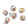 Hand-painted 14mm ceramic fish bead with blue waves and orange stripes for DIY jewelry - Maple Leaf