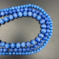 Multiple sizes of polished blue cat eye stone round beads for jewelry making - 6mm / Blue