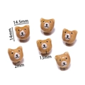 Brown bear ceramic beads for DIY jewelry making with detailed size measurements - Bear Head