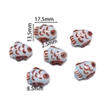 Blue ceramic fish beads set with hand-painted scales and precise size specifications - Blue Fish Red Lines