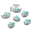 White and green ceramic fish beads for DIY jewelry making with precise dimensions - White Fish Green Lines