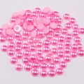Scattered bright pink half round flatback ABS pearls for DIY nail art and jewelry - Pink / 4mm