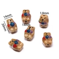 Ceramic bear beads in warm khaki glaze for DIY bracelet crafts, size 20mm x 14mm - Brown Strawberry Bear