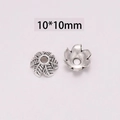 Silver 10mm flower bead caps for DIY jewelry making featuring five-petal floral design - 10*10mm / 20 Pieces Set / Antique Silver