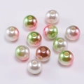 Macro shot of two-tone gradient round ABS pearls with center holes for DIY jewelry - 8mm (100 Pcs/Pack, 28g) / Green Multicolor