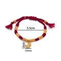 Red braided rope bracelet with golden zodiac horse charm and textured metal beads - 1 Piece / Gold Wealth Horse