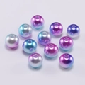 Gradient Aurora ABS pearl round beads with center hole for DIY jewelry making - Blue Purple Multicolor