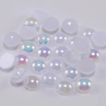 Macro view of white iridescent flatback half pearls for DIY crafts and nail art - 4mm (300 Pieces/Pack) / White