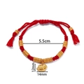 Red braided rope bracelet with golden beads and a small wooden horse charm - 1 Piece / Gold Rocking Horse