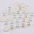 Flatback white and AB iridescent half round faux pearls for nail art and DIY decor - Off White