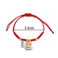 Red braided rope bracelet with golden beads and a white enamel rocking horse charm - 1 Piece / White Rocking Horse