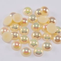 Flatback iridescent creamy yellow half round pearls for DIY nail art and craft decoration - Light Yellow