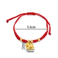 Red braided rope bracelet with golden rocking horse charm and beads, 5.5cm inner diameter - 1 Piece / Gold Little Wooden Horse