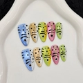 Unghie finte colorate cat-eye con design creativo a pesce, set da 10 pezzi per nail art - XS / Forma a Mandorla (2970)