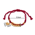 Red braided rope bracelet with golden Pixiu charm and five ancient coins detail - 1 Piece / Rich Horse Wine Red String