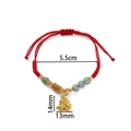 Red woven New Year bracelet with gold horse charm and green bead, adjustable size - 1 Piece / Fortune Horse with Green Beads