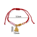 Bracciale intrecciato rosso con perla rosa e ciondolo segno zodiacale cavallo oro - 1 Pezzo / Perle Di Polvere Di Fuluma