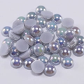 Macro view of flatback half-round grey AB coated faux pearls for DIY nail art and crafts - Gray