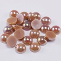 Macro detail of half round AB pearl beads with iridescent coating for DIY nail art - 4mm (300 Pieces/Pack) / Coffee